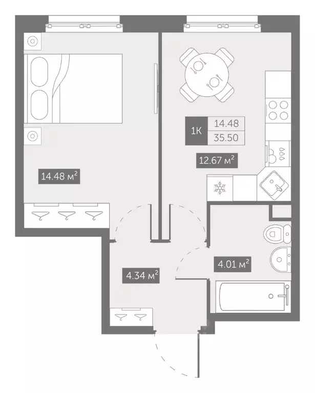 1-к кв. Санкт-Петербург ул. Архивная, 3к1 (35.5 м) - Фото 0