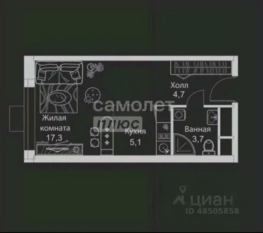 Студия Москва Сколковское ш., 40к3 (31.0 м) - Фото 2