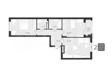 2-к. квартира, 62,5 м, 1/9 эт. - Фото 1