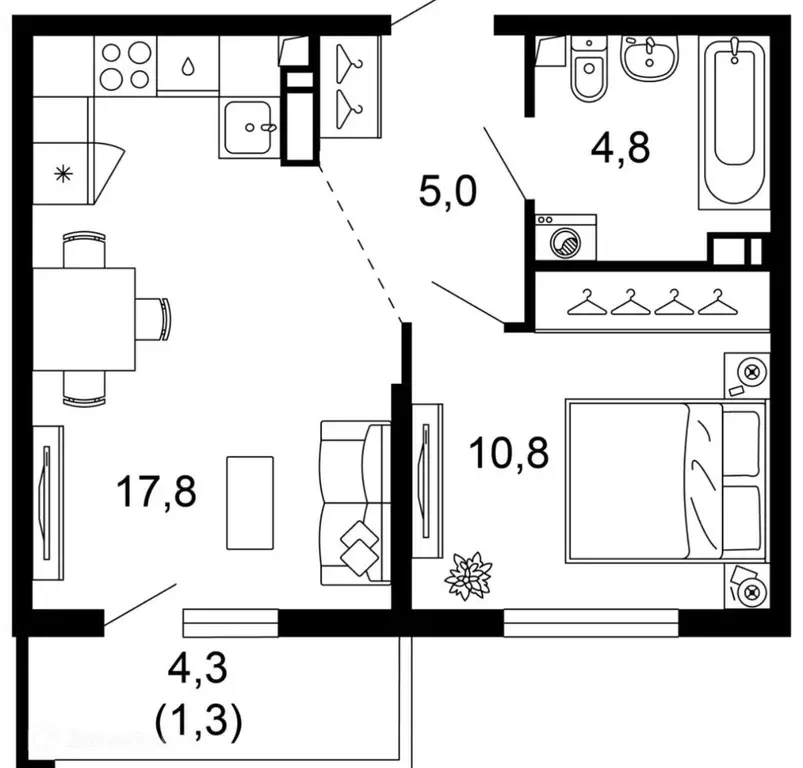 1-к кв. Краснодарский край, Сочи пос. Кудепста,  (39.7 м) - Фото 1