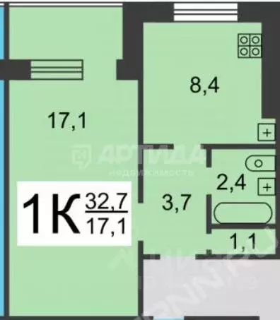 1-к кв. Нижегородская область, Нижний Новгород ул. Ванеева, 225 (32.7 ... - Фото 1