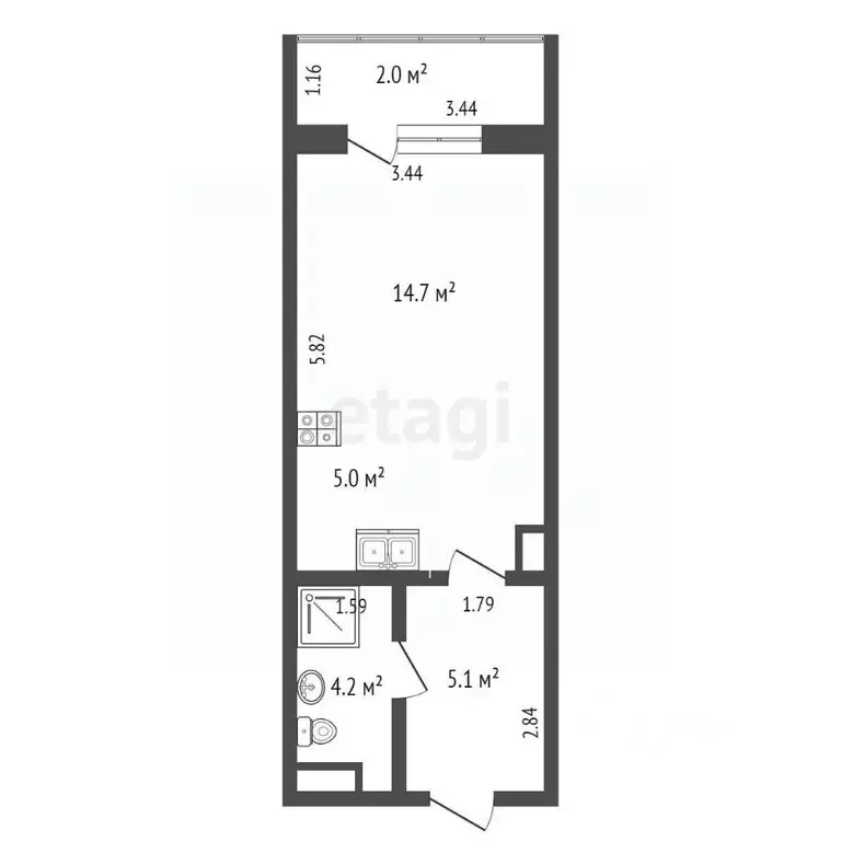 Студия Саха (Якутия), Якутск Воинская ул., 9/2к1 (29.0 м) - Фото 2