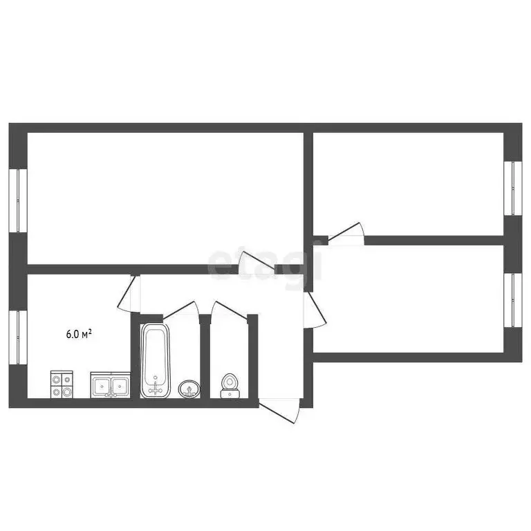 1к в 3-комнатной квартире (16.4 м) - Фото 2