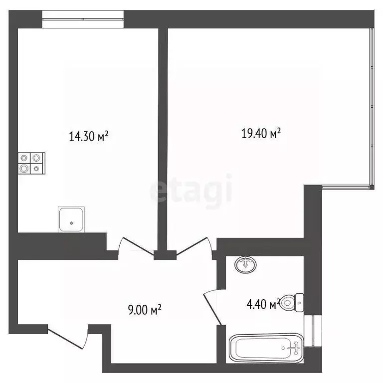 1-к кв. Тюменская область, Тюмень проезд Тихий, 6 (47.0 м) - Фото 1