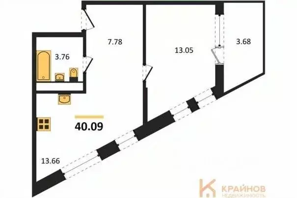 1-к кв. Воронежская область, Воронеж наб. Чуева, 7 (40.09 м) - Фото 0