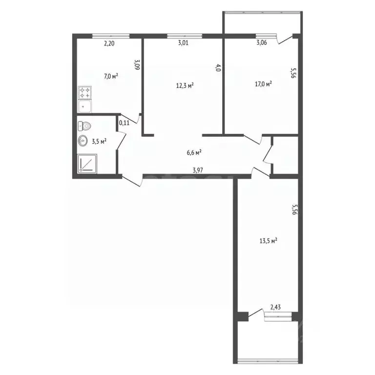 3-к кв. Башкортостан, Уфа ул. Муксинова, 11 (62.5 м) - Фото 1