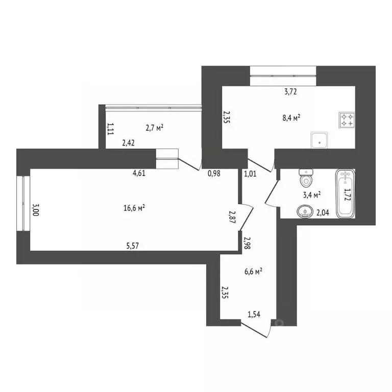 1-к кв. Башкортостан, Уфа ул. Гафури, 56 (37.7 м) - Фото 2