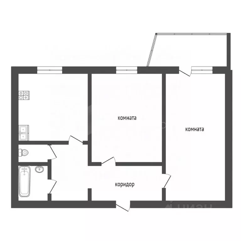 2-к кв. Тюменская область, Тюмень 6-й мкр, ул. Валерии Гнаровской, 5 ... - Фото 2