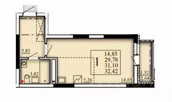 Студия Башкортостан, Уфа Затон-Восточный жилрайон, Паруса жилой ... - Фото 1