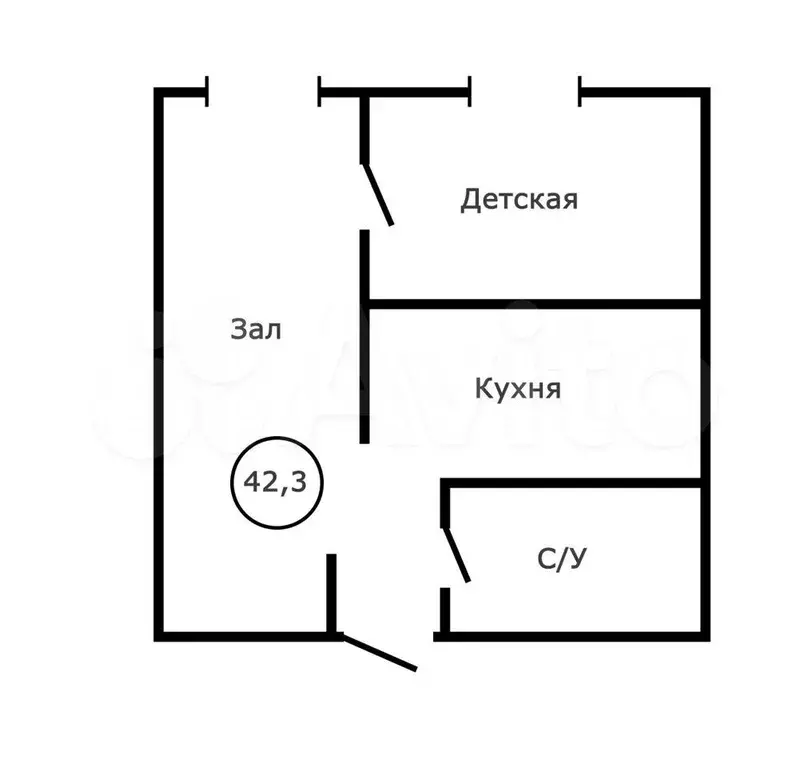 2-к. квартира, 42,5 м, 1/7 эт. - Фото 0