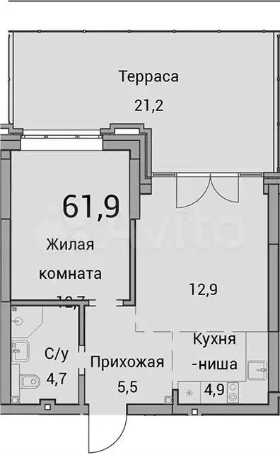 2-к. квартира, 61,9 м, 3/25 эт. - Фото 0