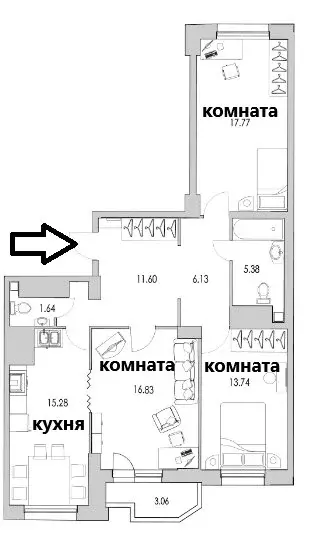 3-комнатная квартира: Санкт-Петербург, улица Кустодиева, 7к1 (91.5 м) - Фото 0