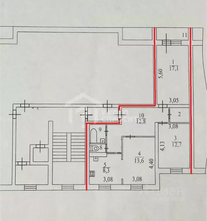 3-к кв. Ленинградская область, Отрадное Кировский район, ул. Гагарина, ... - Фото 2