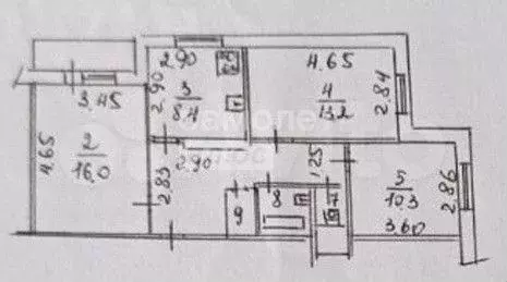 3-к. квартира, 62,8 м, 2/9 эт. - Фото 0