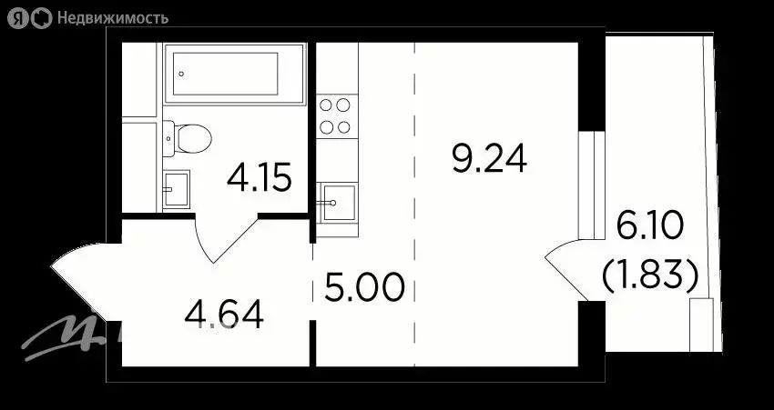 Квартира-студия: Одинцово, улица Маршала Бирюзова, 7к3 (23.6 м) - Фото 0