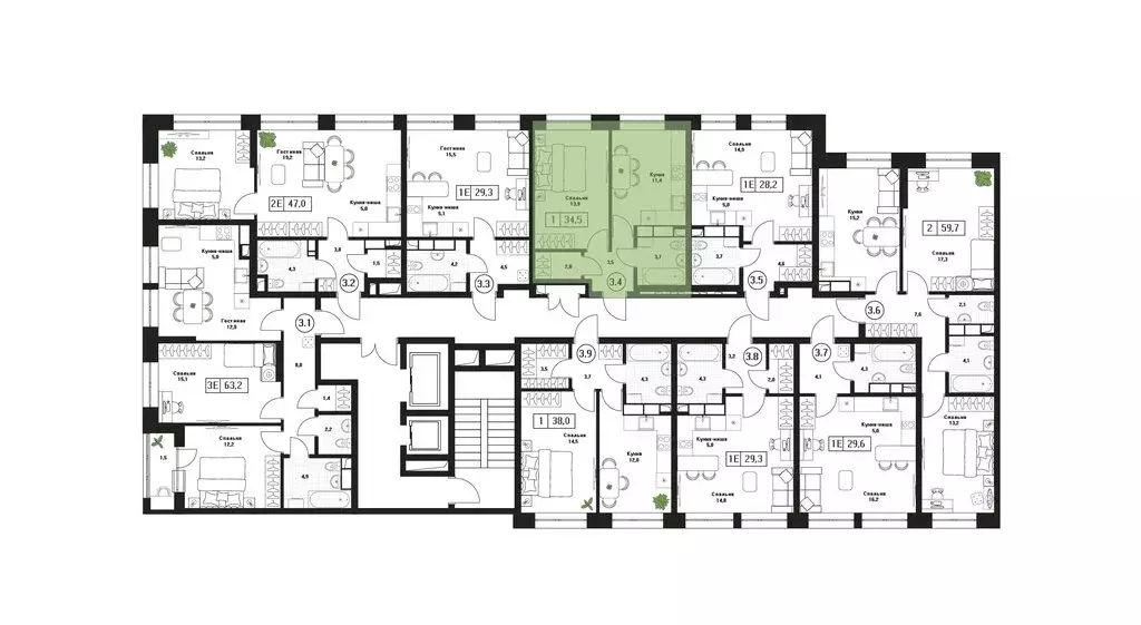 1-комнатная квартира: Пушкино, ЖК Пушкино Град (34.5 м) - Фото 2