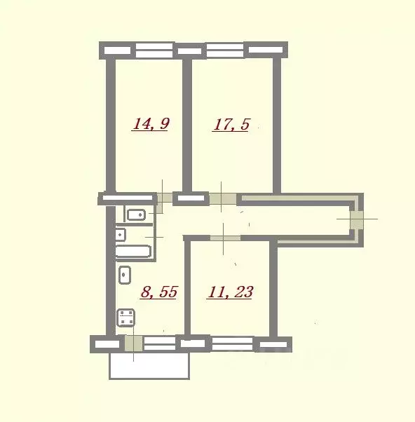 3-к кв. Санкт-Петербург Пулковская ул., 3 (64.79 м) - Фото 2