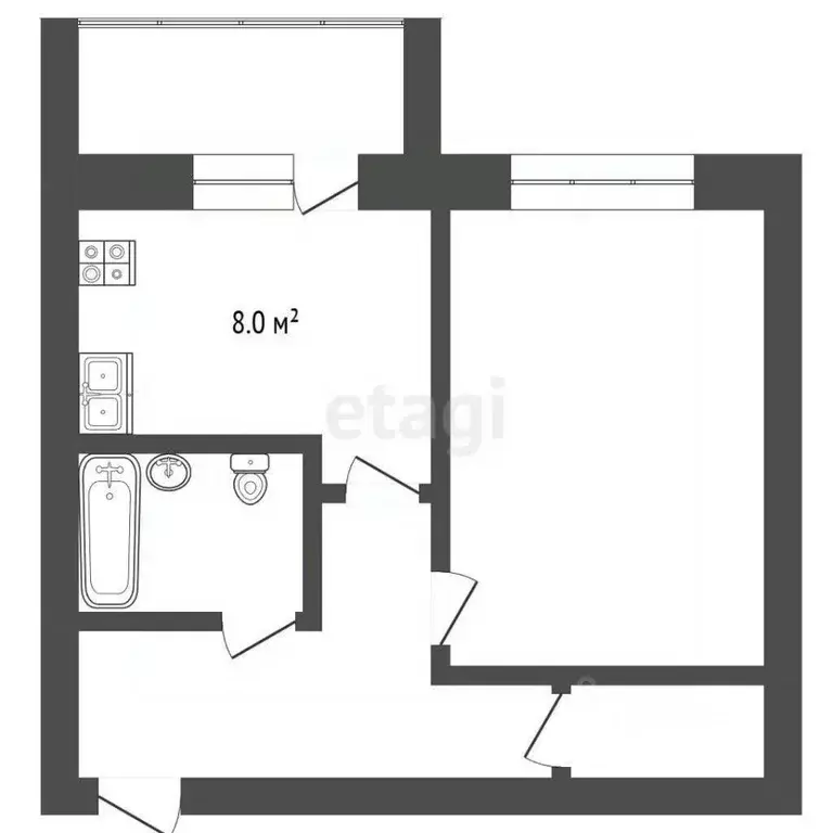 1-к кв. Забайкальский край, Чита пос. Текстильщиков, 3-й мкр, 6 (34.5 ... - Фото 2