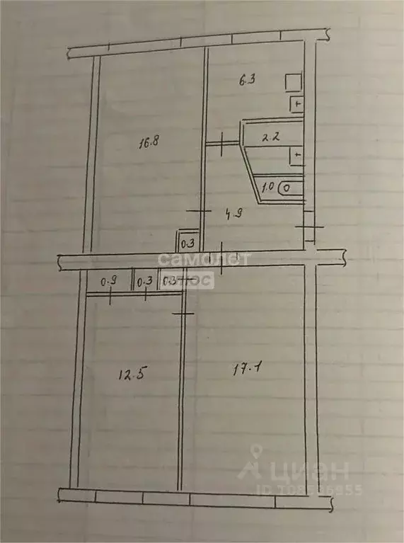 3-к кв. Карелия, Медвежьегорск ул. Максима Горького, 7 (62.6 м) - Фото 2