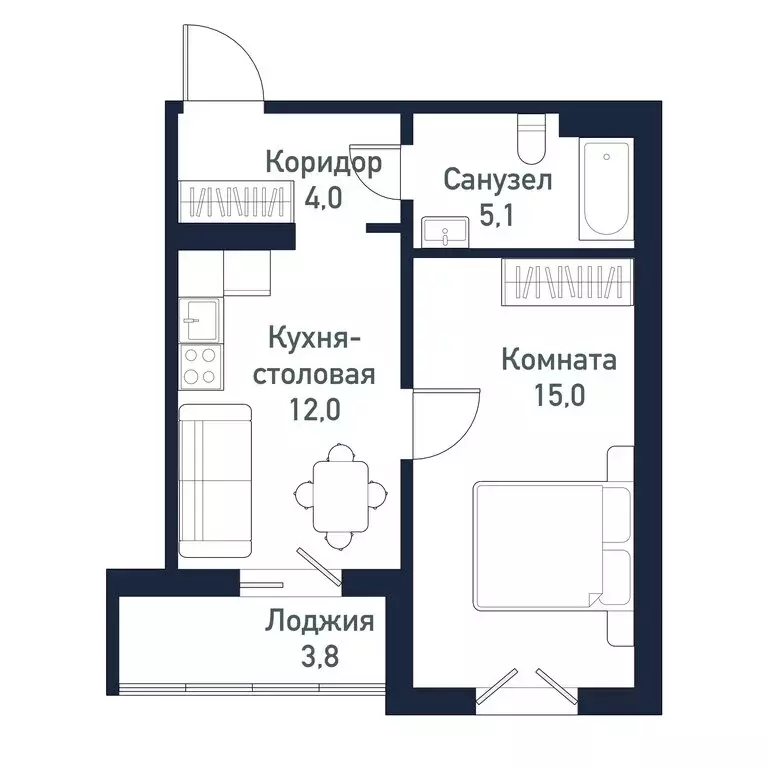 1-комнатная квартира: Западный, микрорайон Притяжение, 5-й квартал ... - Фото 0