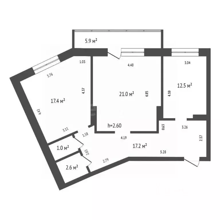 2-к кв. Красноярский край, Красноярск Абытаевская ул., 8 (71.7 м) - Фото 2