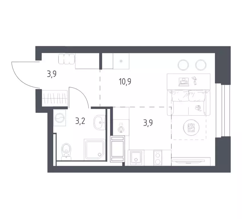 Квартира-студия: Мытищи, 1-й Стрелковый переулок, 5к1 (21.6 м) - Фото 1