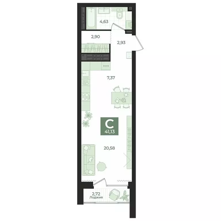 Квартира-студия: Екатеринбург, переулок Ударников, 33 (41.13 м) - Фото 0