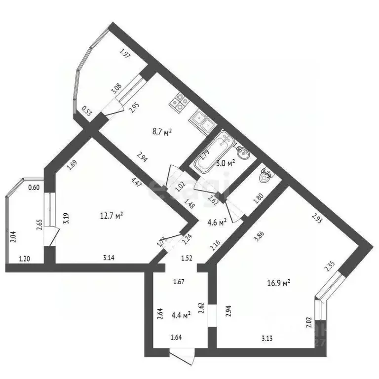 2-к кв. Тамбовская область, Тамбов Ореховая ул., 22 (56.0 м) - Фото 2
