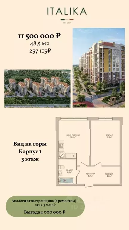 1-к кв. Крым, Судак ул. Инициативных, 80 (48.5 м) - Фото 1