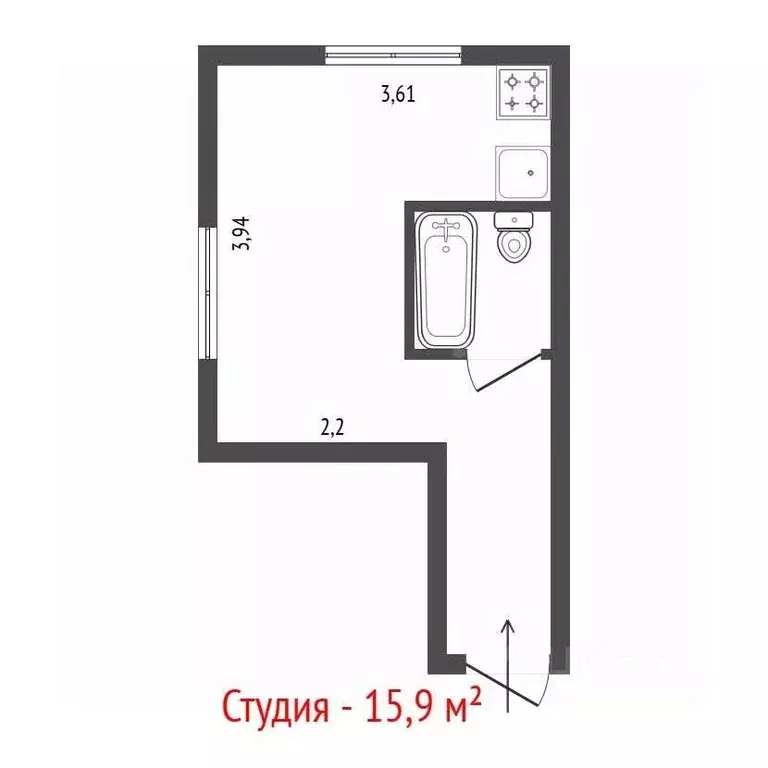 Студия Свердловская область, Екатеринбург ул. Гурзуфская, 15А (15.9 м) - Фото 2