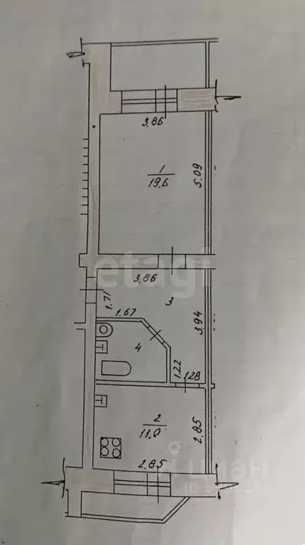 1-к кв. Татарстан, Казань Чистопольская ул., 81 (45.3 м) - Фото 2