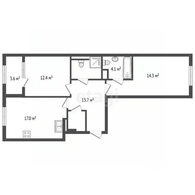 2-к кв. Санкт-Петербург бул. Измайловский, 9 (69.0 м) - Фото 2