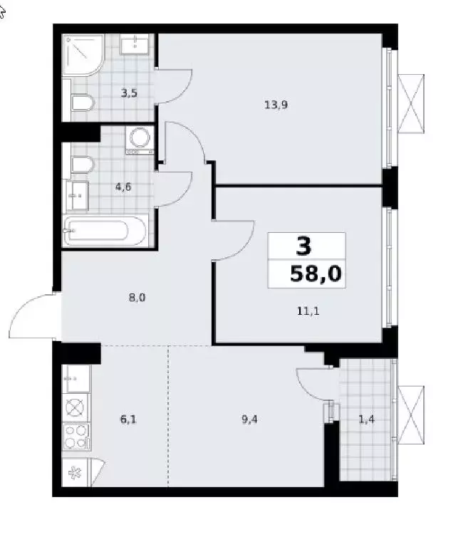Продается 3-комнатная квартира - Фото 1