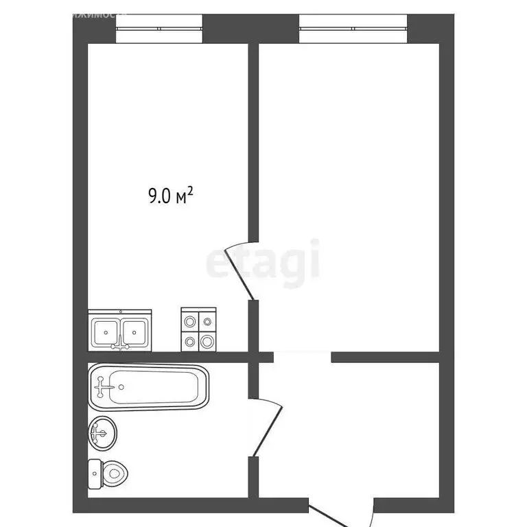 1-комнатная квартира: село Юргинское, Центральная улица, 59А (47 м) - Фото 1