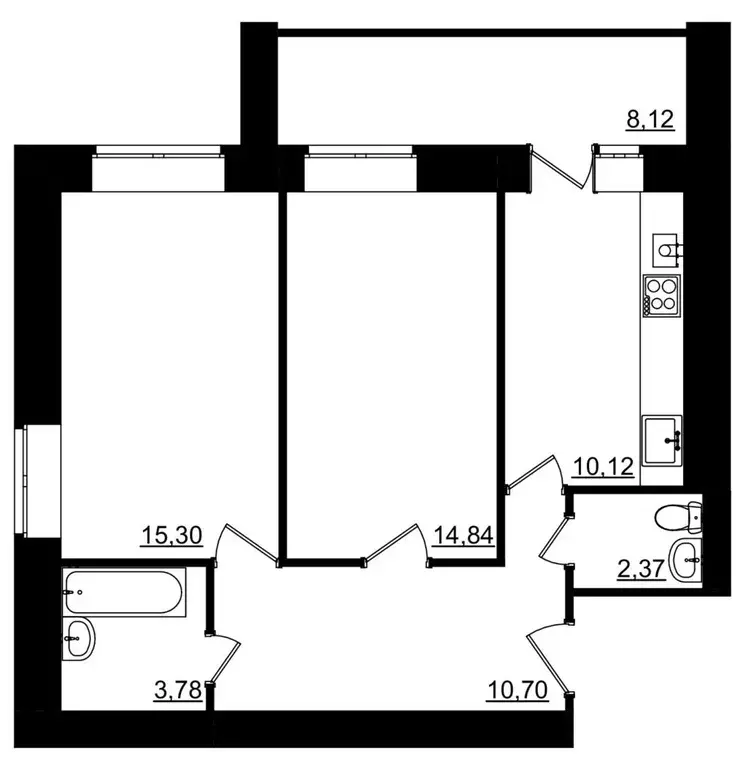 2-к квартира, 61.17 м - Фото 0