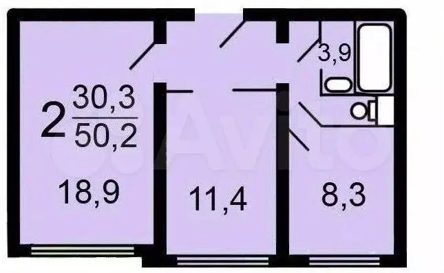 2-к. квартира, 50 м, 1/17 эт. - Фото 0