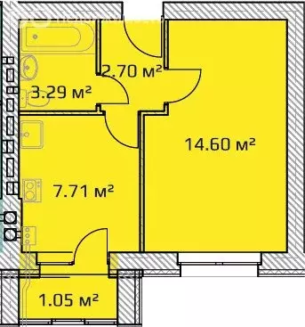 1-комнатная квартира: Крутые Выселки, Лучезарная улица, 4 (29.35 м) - Фото 1