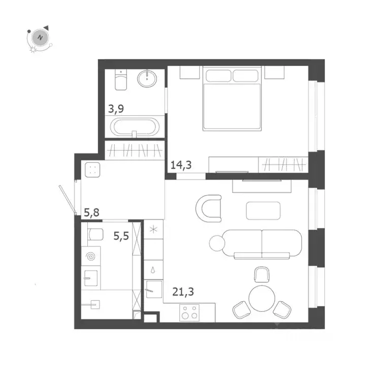 1-к кв. Санкт-Петербург ул. Профессора Попова (50.8 м) - Фото 0