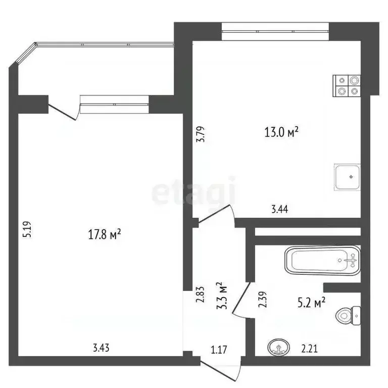 1-к кв. Тюменская область, Тюмень ул. Федюнинского, 60 (39.5 м) - Фото 0