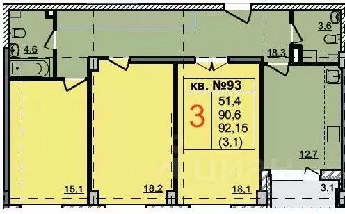 3-к кв. нижегородская область, нижний новгород артельная ул, 15к1 . - Фото 0