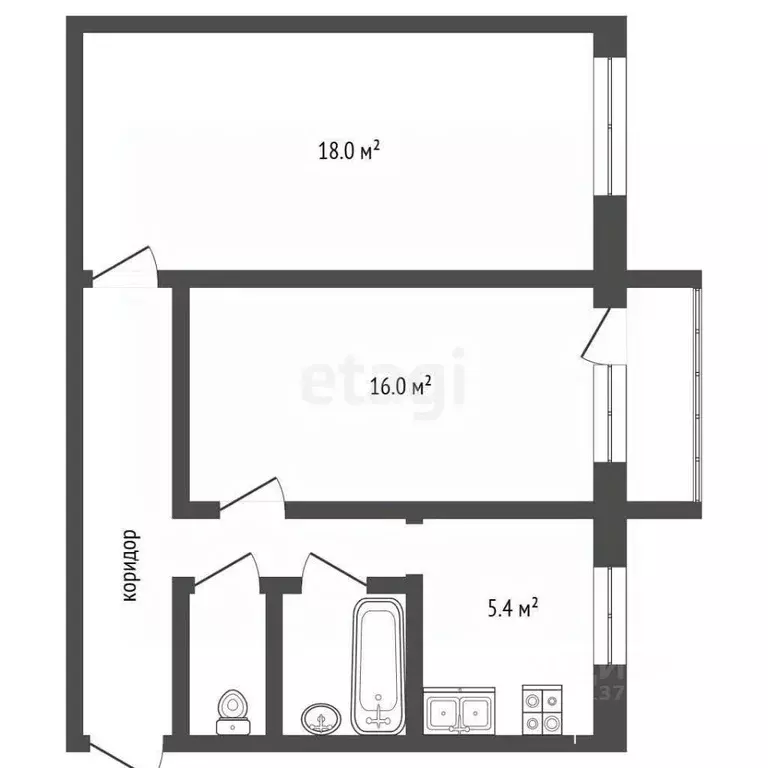 2-к кв. Псковская область, Псков ул. Комдива Кирсанова, 7 (43.5 м) - Фото 1