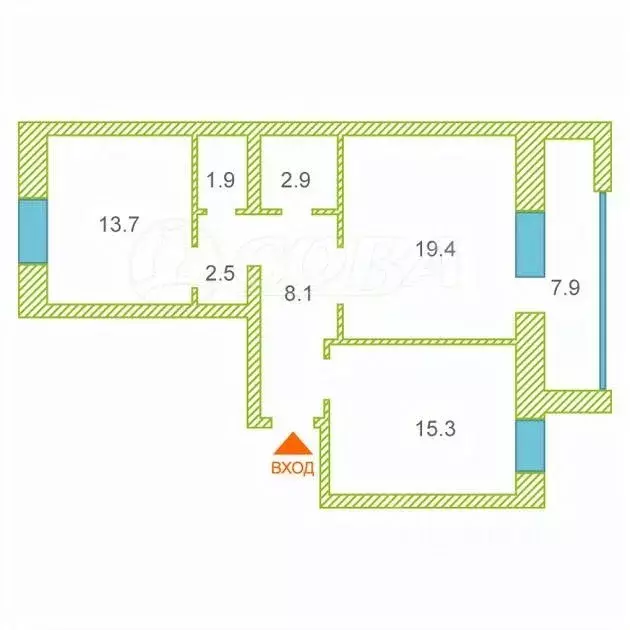 2-к кв. Тюменская область, Тюмень ул. Газопромысловая, 2 (63.4 м) - Фото 2