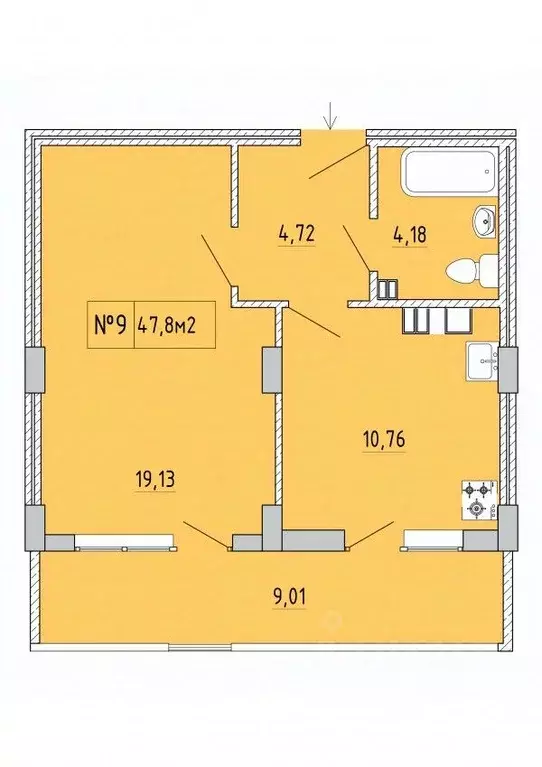 1-к кв. Крым, Феодосия ул. Грина, 43 (47.8 м) - Фото 0