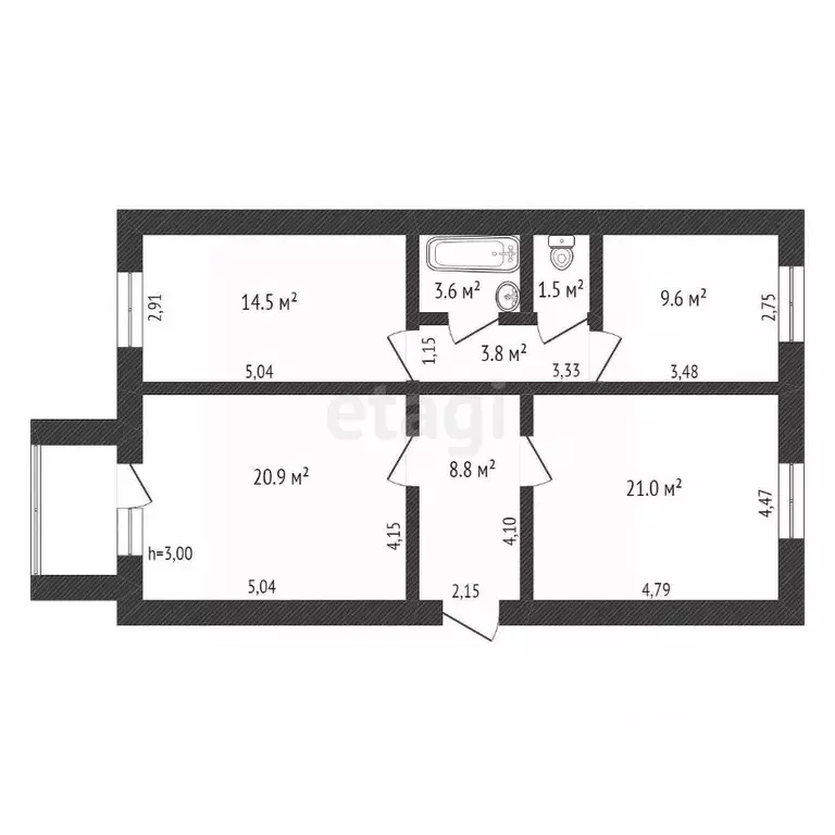 3-к кв. Амурская область, Благовещенск Зейская ул., 193 (83.7 м) - Фото 1