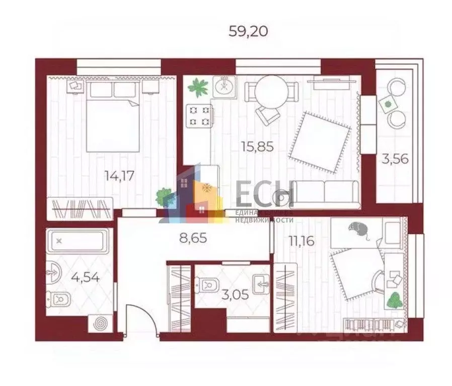 2-к кв. Тульская область, Тула городской округ, пос. Петровский проезд ... - Фото 2