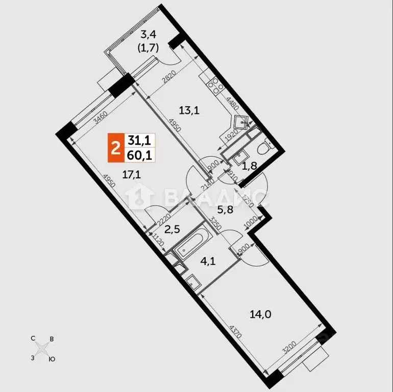 2-к кв. Московская область, Мытищи городской округ, пос. Нагорное ... - Фото 2