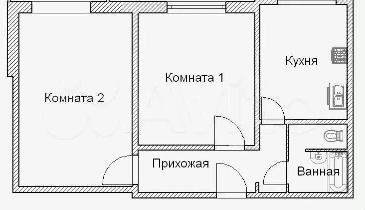 2-к. квартира, 45 м, 2/5 эт. - Фото 0