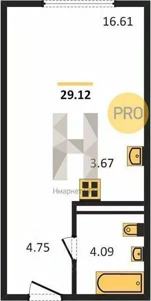 Студия Новосибирская область, Новосибирск ул. Державина, 50 (29.2 м) - Фото 1