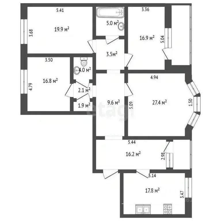 4-к кв. Калужская область, Калуга Тульская ул., 34/2 (142.0 м) - Фото 2