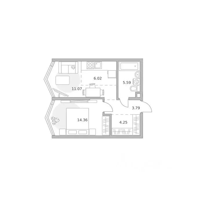 1-к кв. Москва ул. Народного Ополчения, 34С4 (45.08 м) - Фото 1